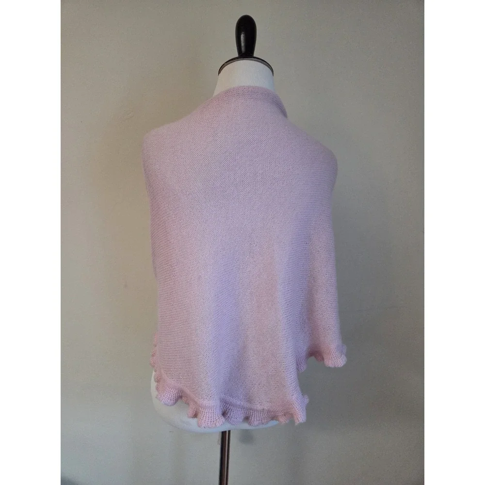 100% Baby‎ Alpaca Ruffled Scarf Wrap Baby Pink 80